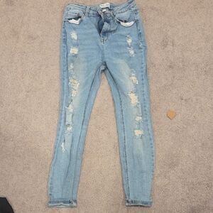 Cello Blue Skinny Jeans with Distressed Details